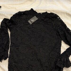 Adrianna Papell Black Lace Blouse NWT